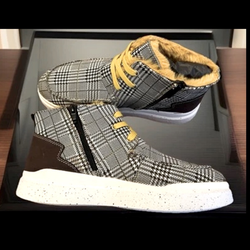 Plaid Black Yellow Fur Boot Zip-Up & Lace Romika Helsinki 02 Sz40 8-8.5 Sneakers - Picture 9 of 16